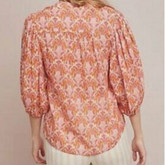 Maeve Anthropologie Kalapana Tiger Palms Blouse Puff Sleeve Size 4 - Picture 9 of 9